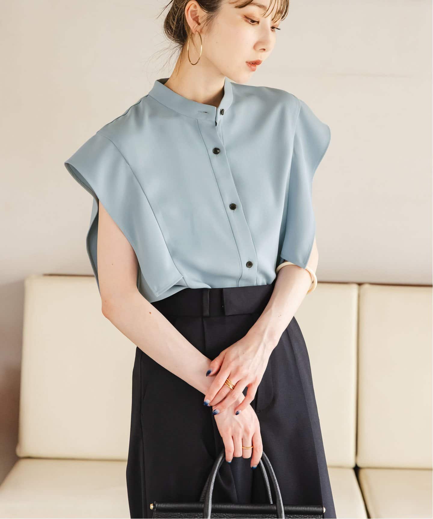 WEB限定追加》【洗える】スクエアースリーブフロントオープンブラウス2