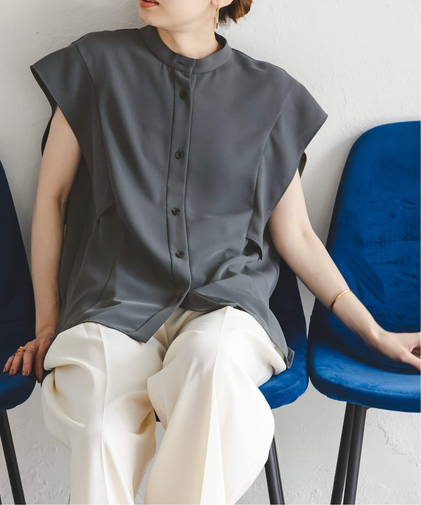 WEB限定追加》【洗える】スクエアースリーブフロントオープンブラウス2