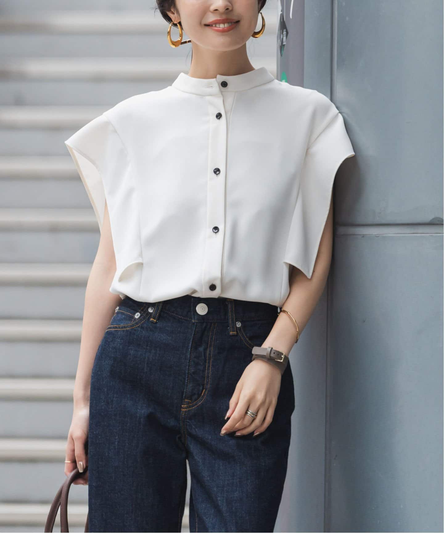 WEB限定追加》【洗える】スクエアースリーブフロントオープンブラウス2