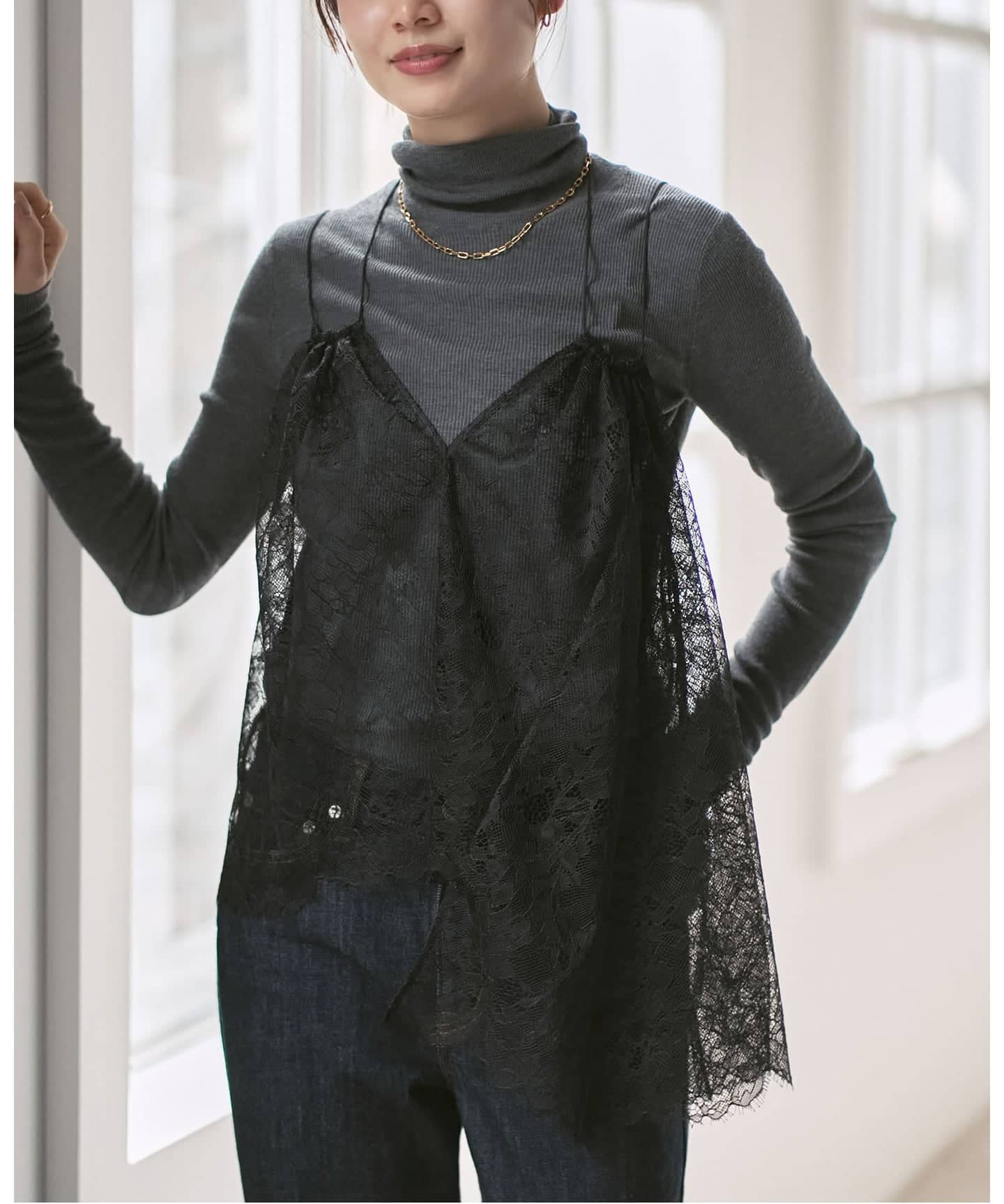 追加》ラッセルレースギャザーキャミ（キャミソール）｜NOBLE