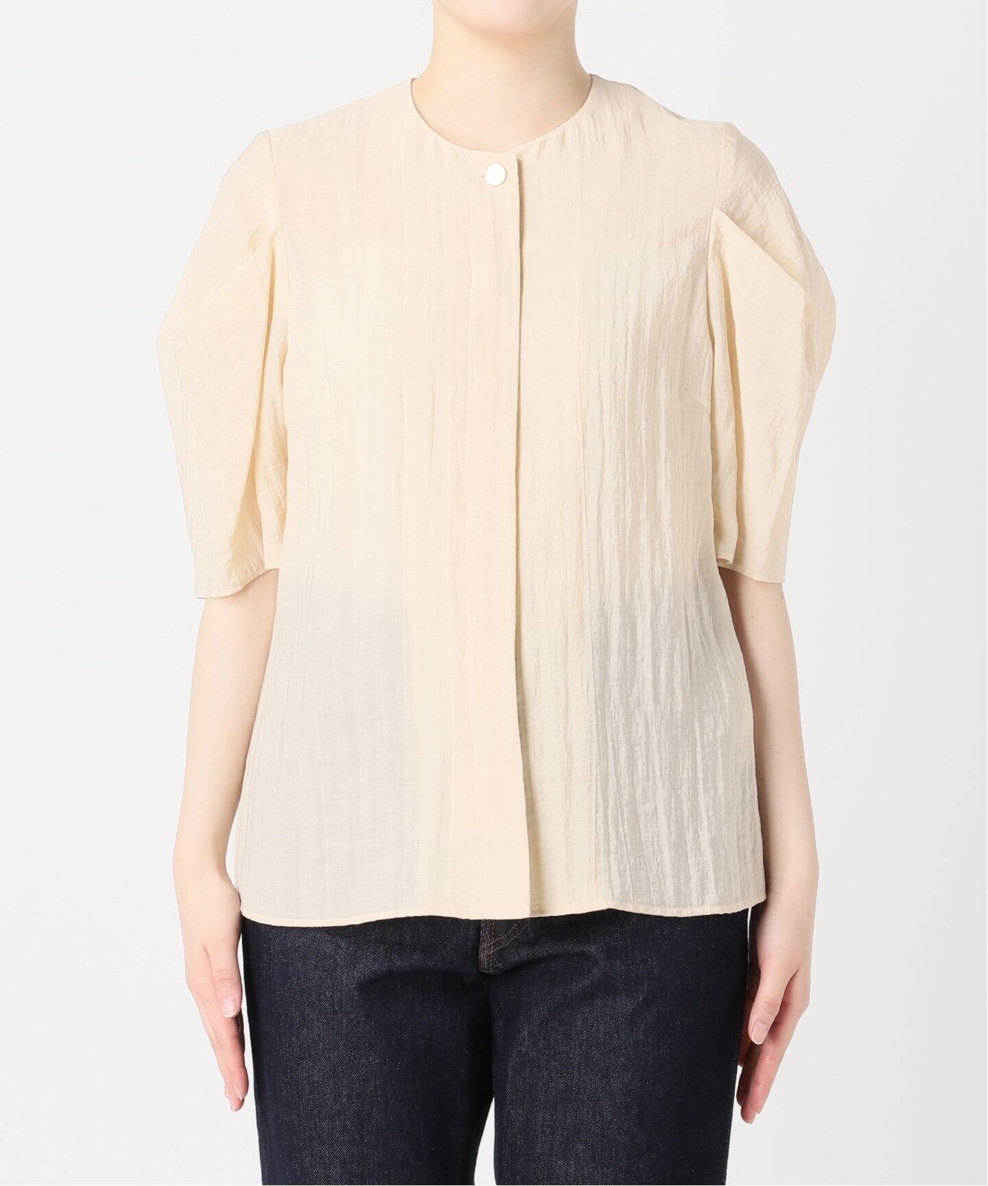 追加》IPEKER/ボーダータックハーフスリーブブラウス（シャツ