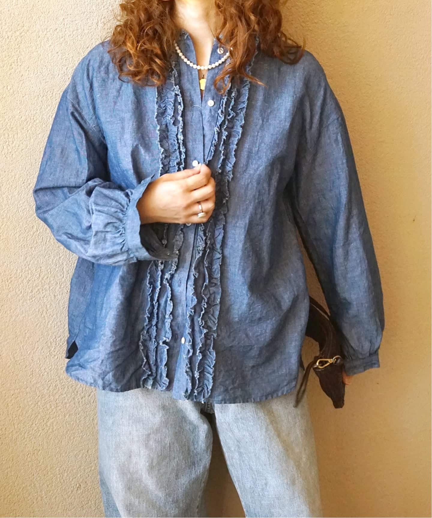 CLシャンブレー フリルブラウス（シャツ／ブラウス）｜journal