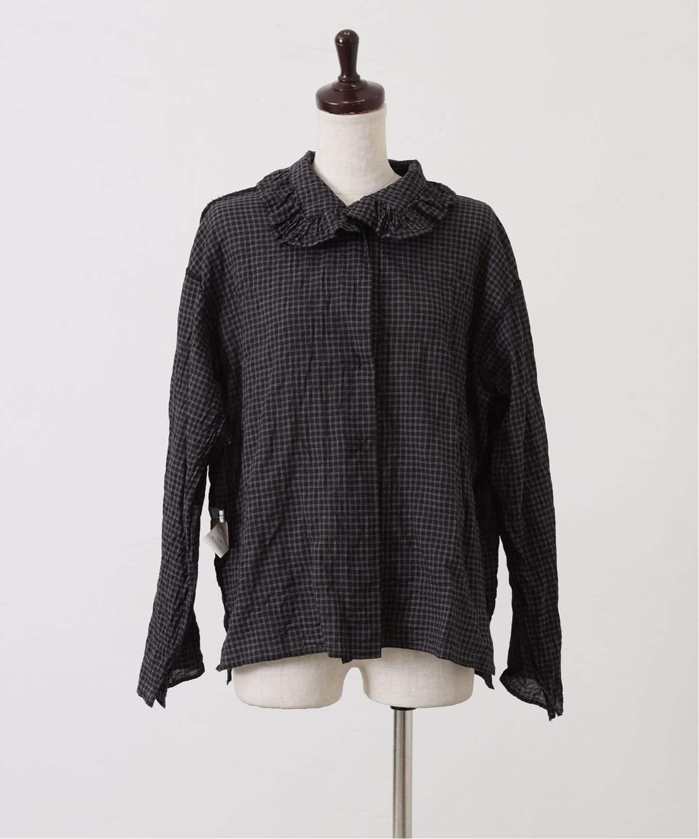 追加》シャーリングローン フリルブラウス（シャツ／ブラウス