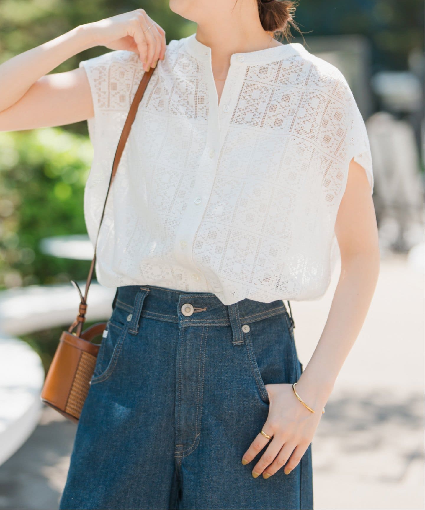 追加4》PEレースフレンチスリーブシャツ（シャツ／ブラウス）｜Spick