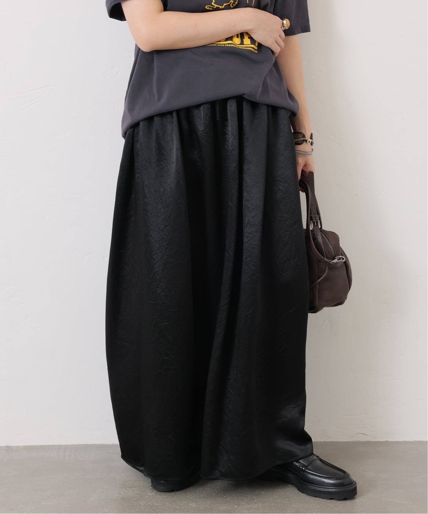 ヴィンテージサテン ギャザースカート（ロング・マキシ丈スカート