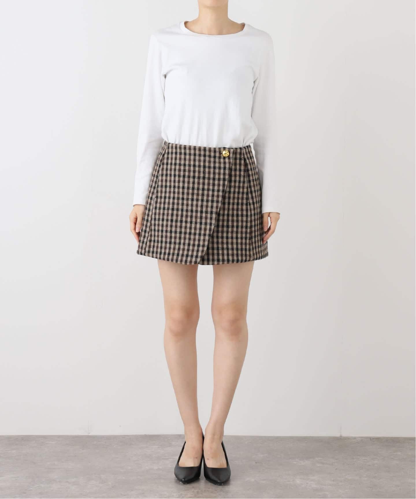 GANNI/ガニー】Check Wool Mix Skirt：スカート（ミニスカート