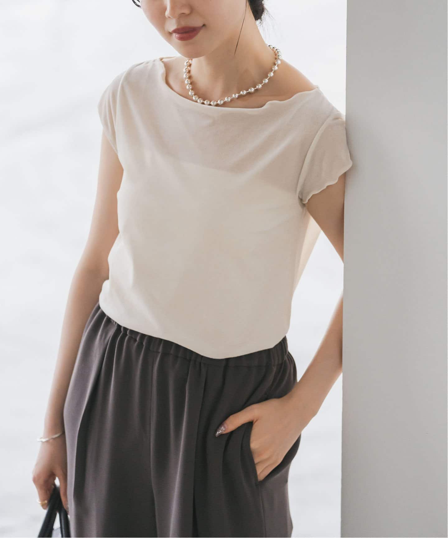 シアーベロアキャップスリーブTee（Tシャツ／カットソー）｜NOBLE