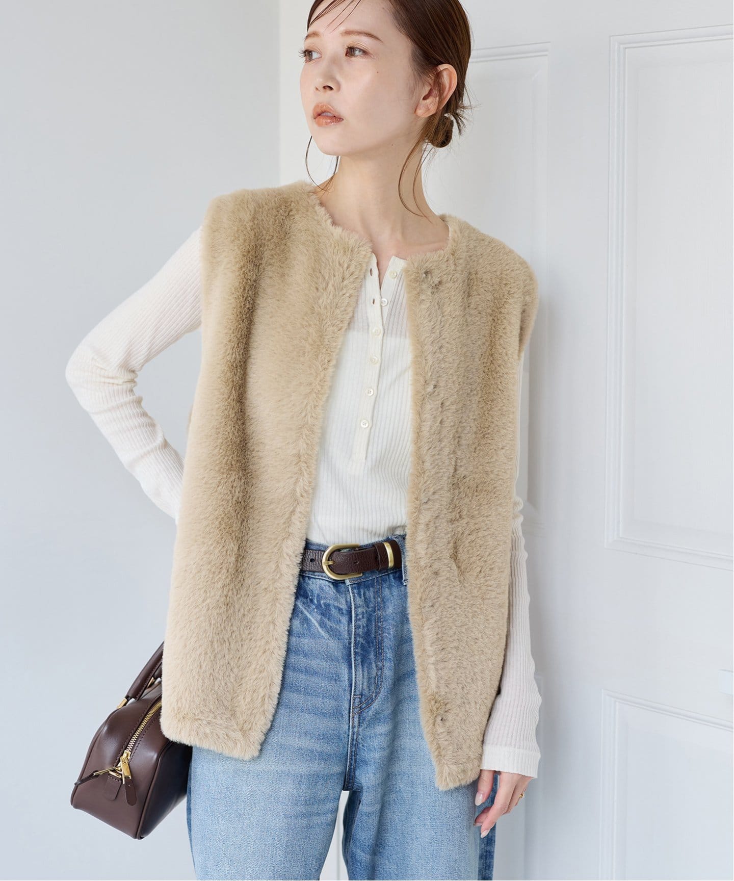 追加》ダブルフェイスフェザークルーネックベスト（ベスト）｜JOURNAL