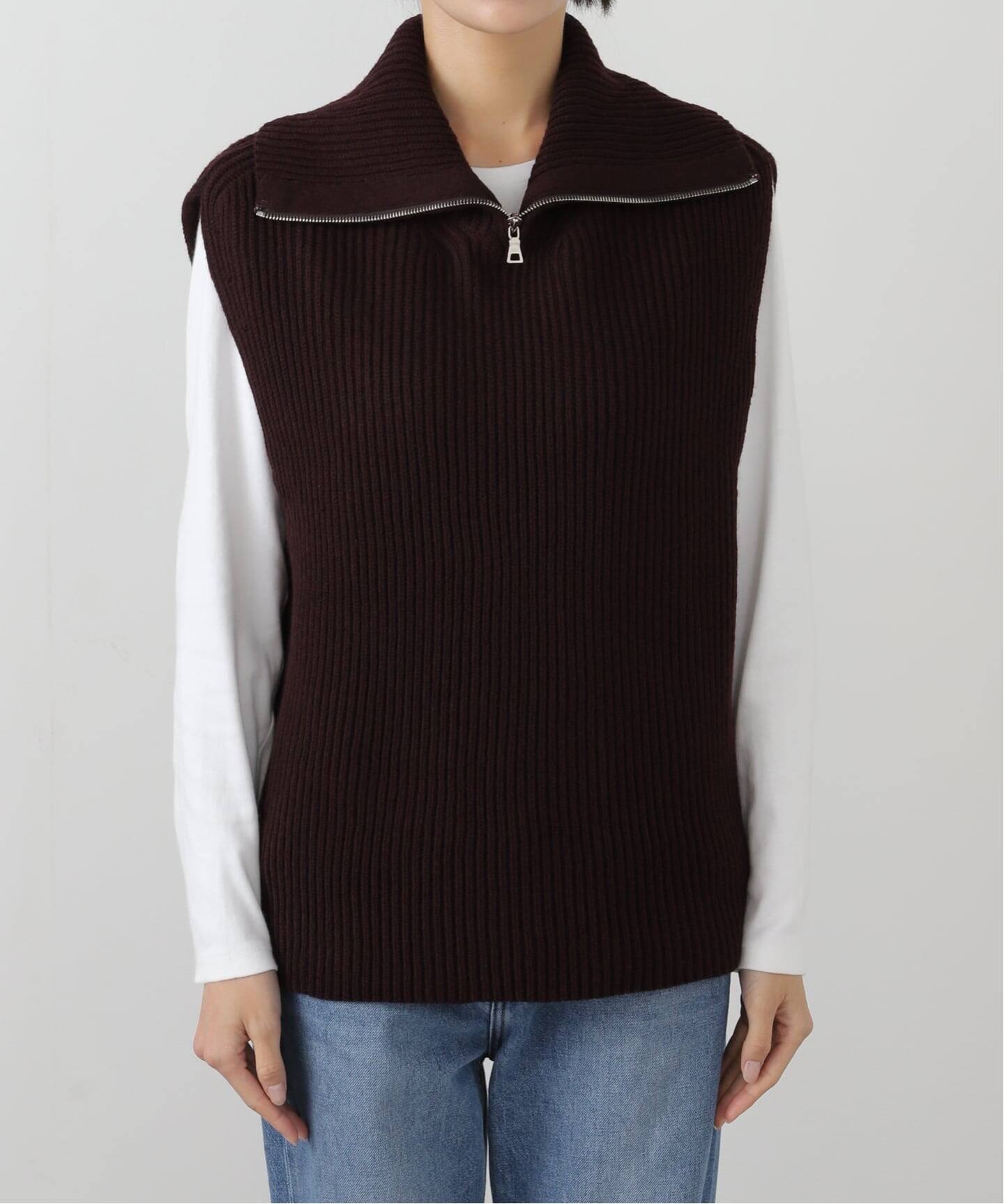 R2W/アールツーダブリュー】 ZIPPER KNIT VEST（ニット／セーター）｜L