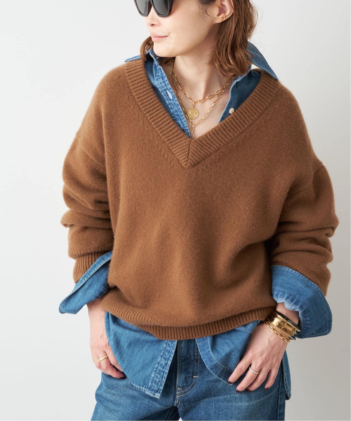 CASHY OVER Vネック プルオーバー（ニット／セーター）｜Deuxieme