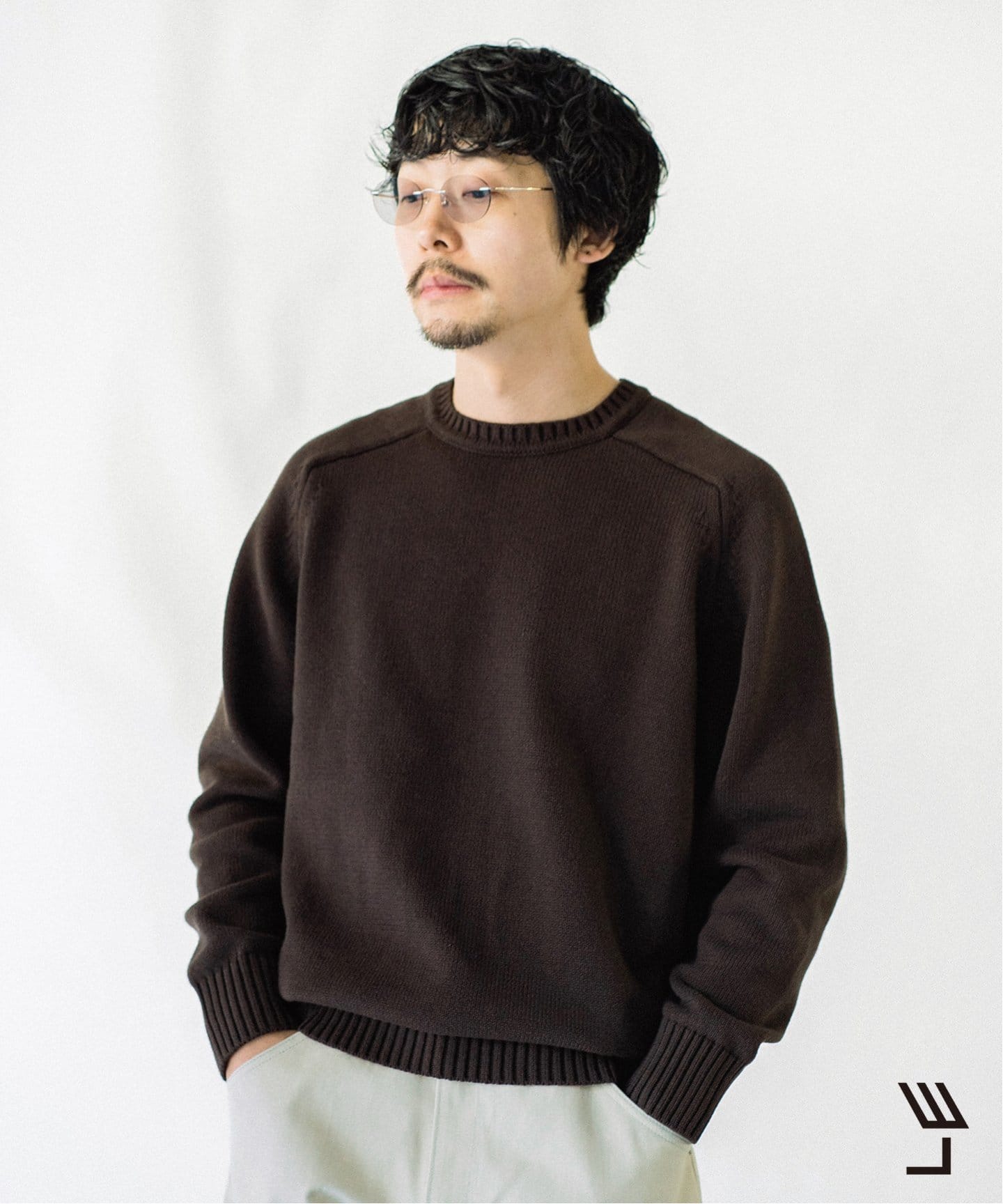 LE / エルイー】コットン クルー ニット（ニット／セーター）｜L