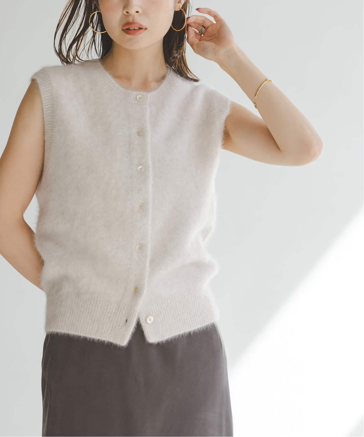 FOX/Caファーニットフロントボタンベスト（ベスト）｜NOBLE（ノーブル