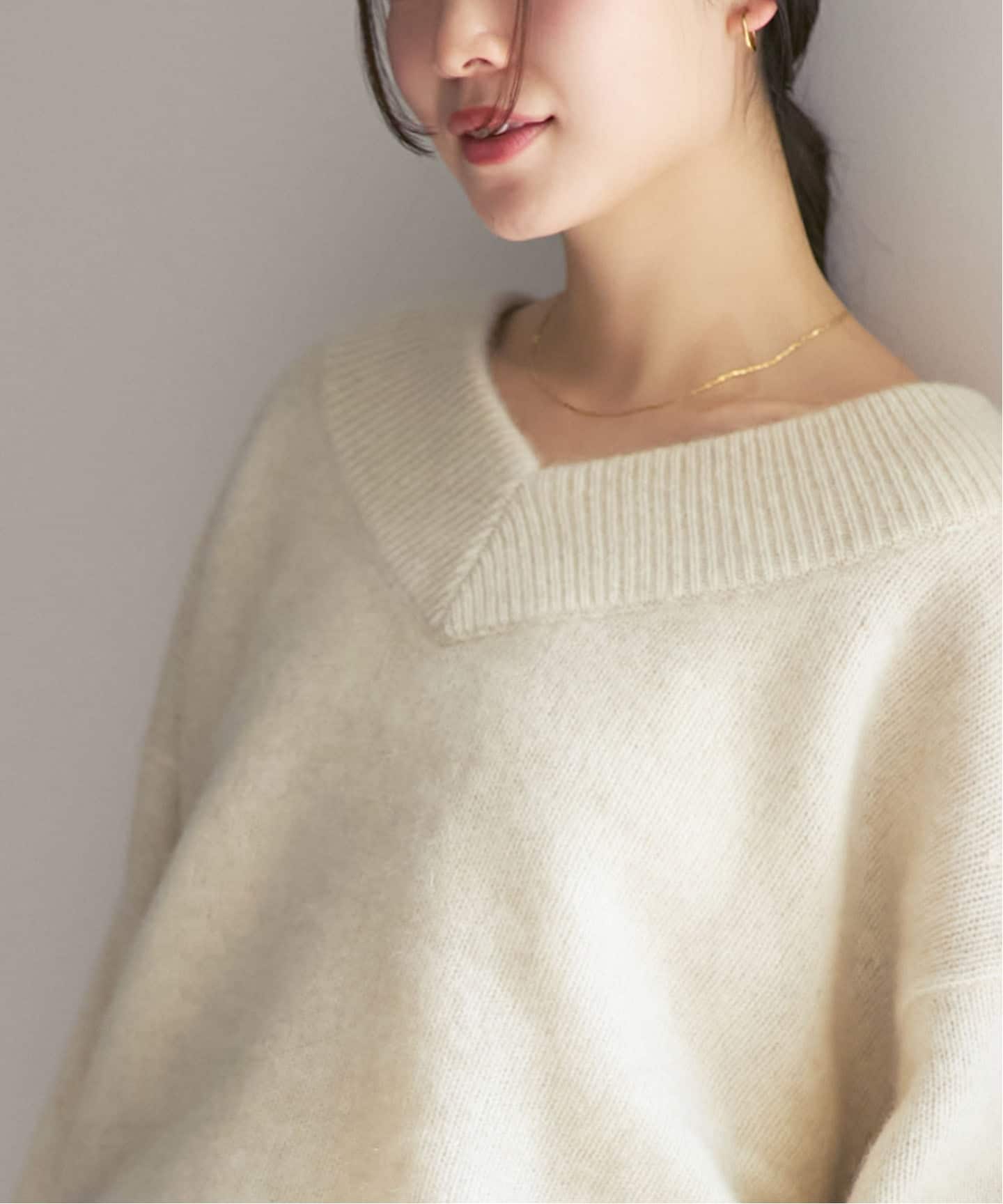 追加》YAKワイドVネックニット（ニット／セーター）｜NOBLE（ノーブル