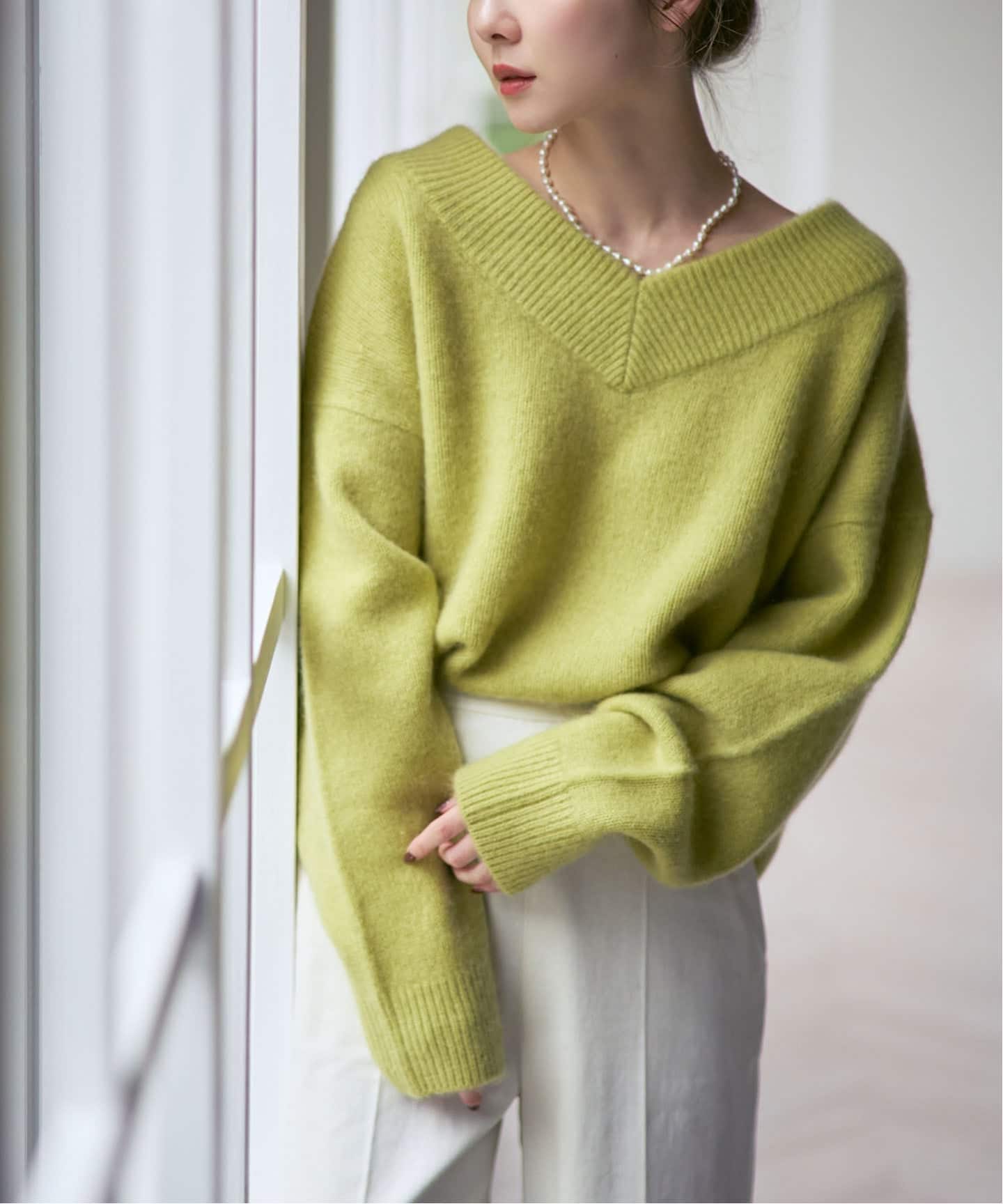 追加》YAKワイドVネックニット（ニット／セーター）｜NOBLE（ノーブル