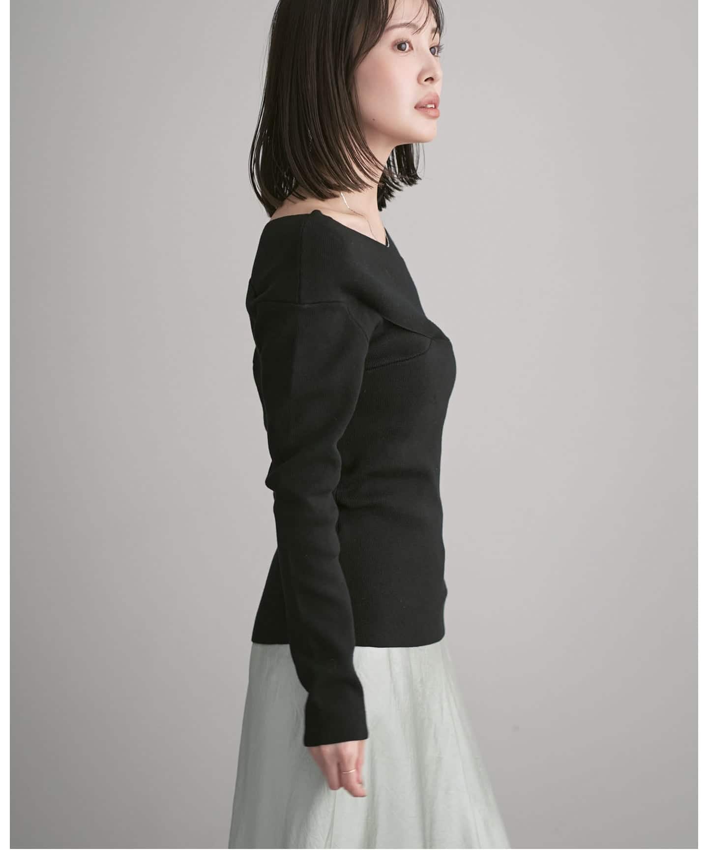 クロスリブオフショルダーニット（ニット／セーター）｜NOBLE