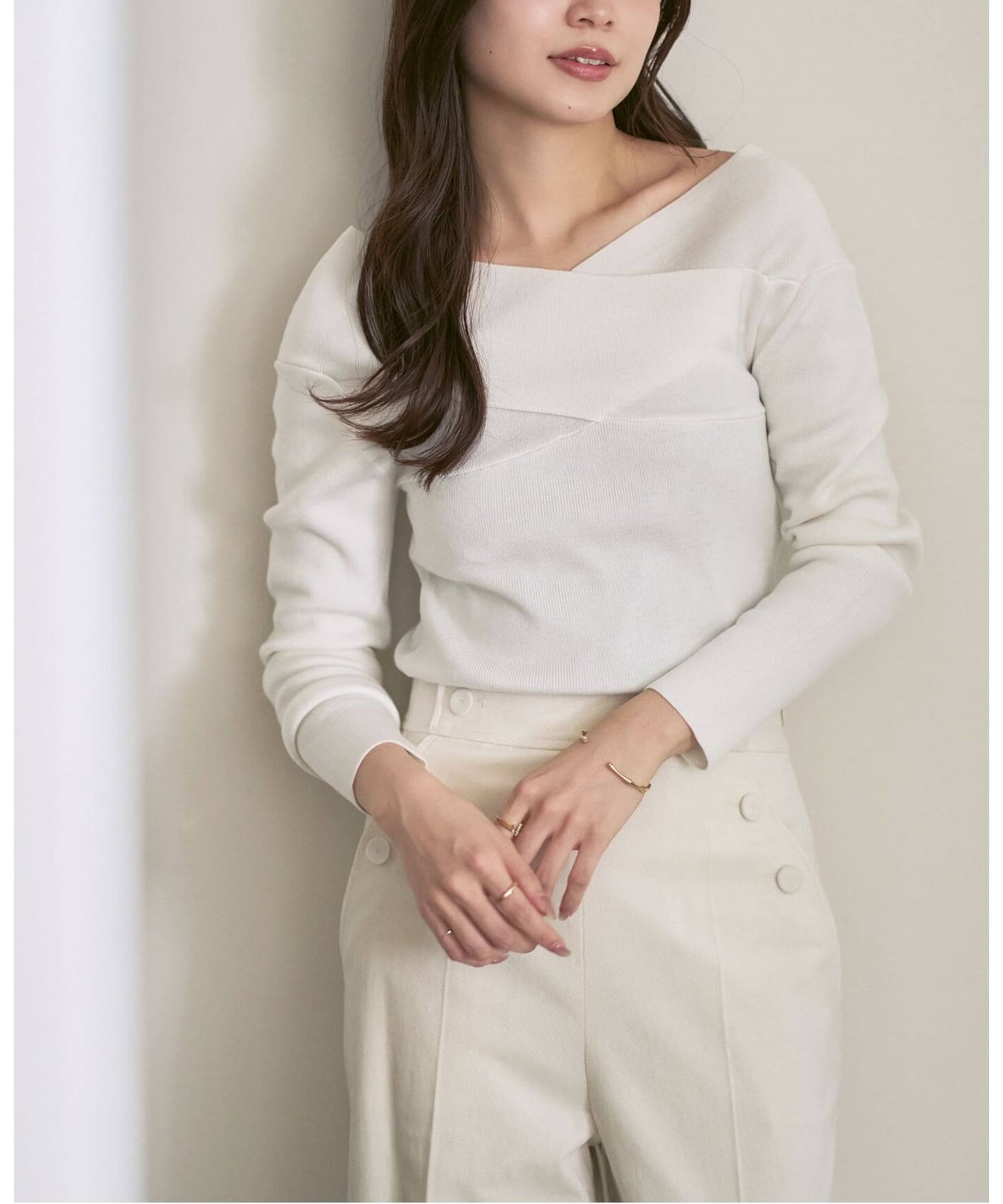 クロスリブオフショルダーニット（ニット／セーター）｜NOBLE