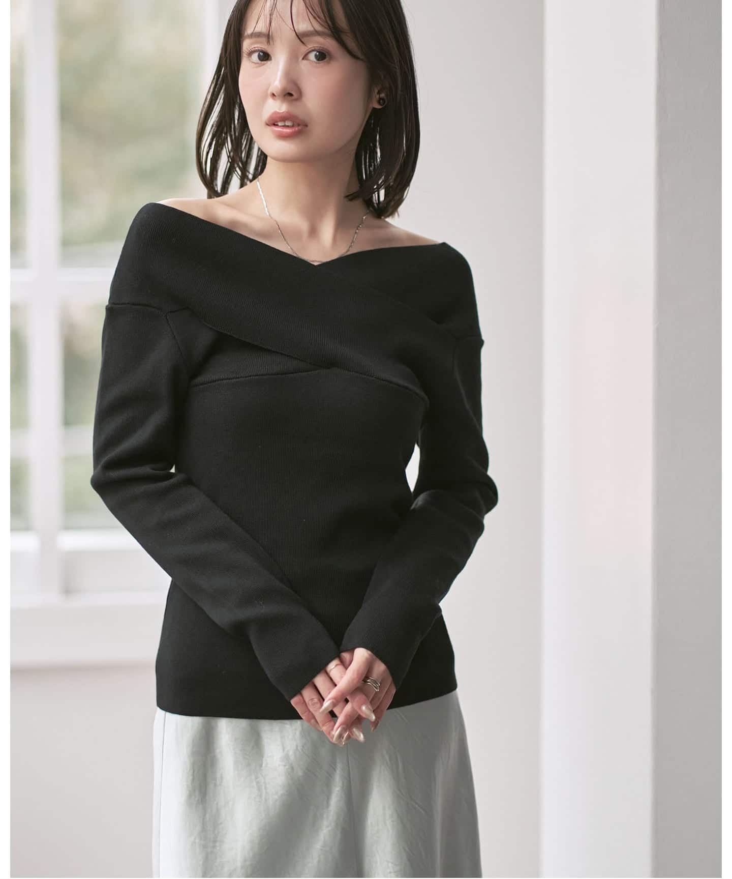 クロスリブオフショルダーニット（ニット／セーター）｜NOBLE