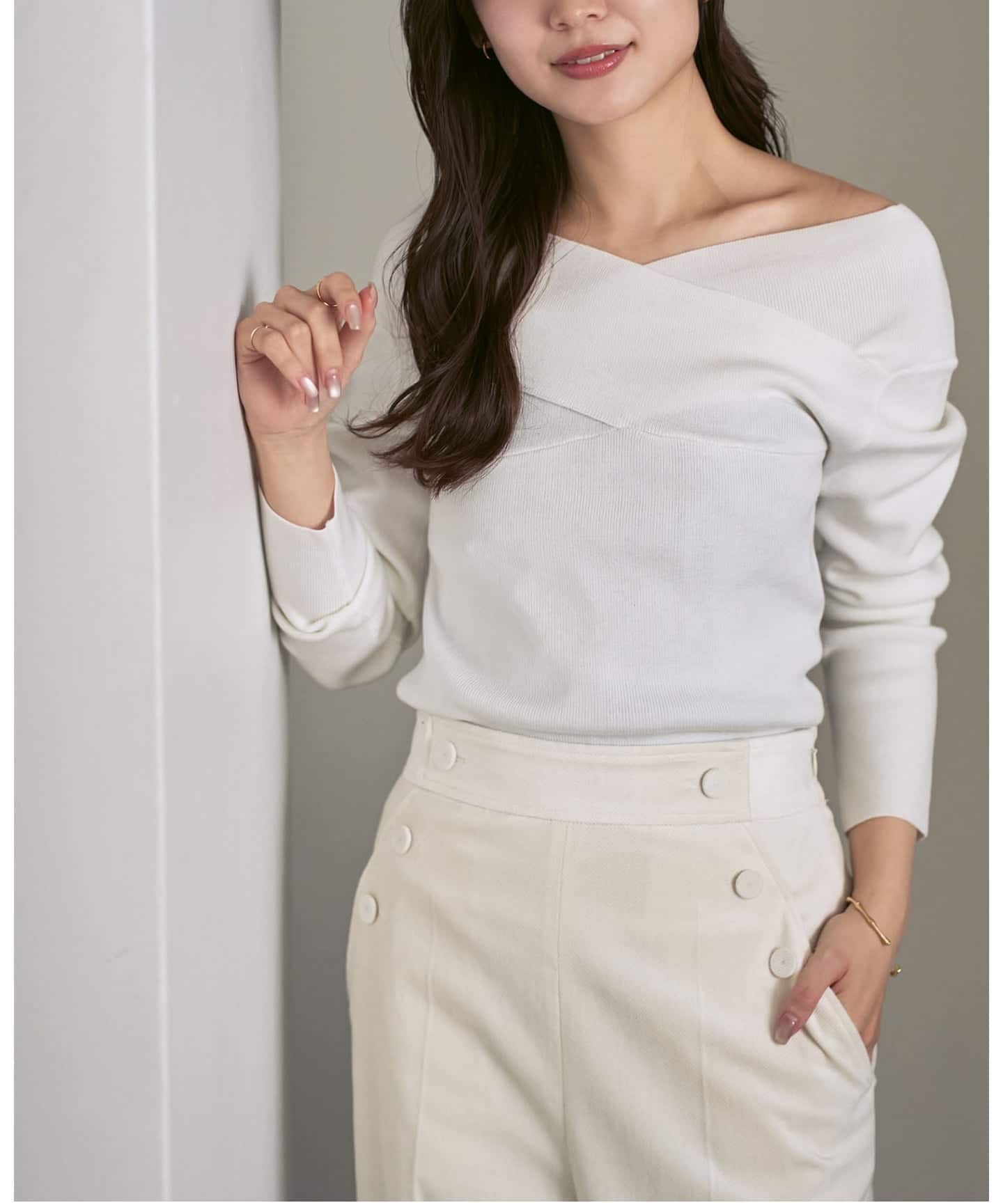 クロスリブオフショルダーニット（ニット／セーター）｜NOBLE