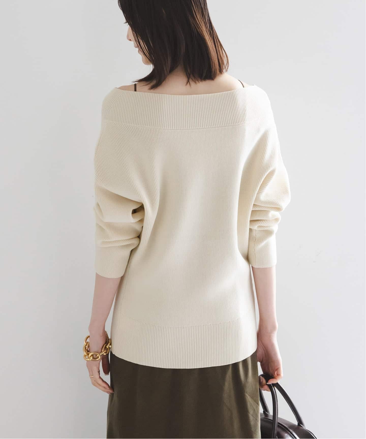 WEB限定追加》フロントジップボートネックニット（ニット／セーター