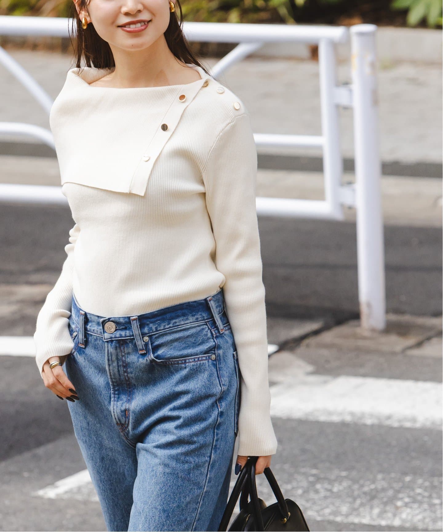 ショルダーボタンタイトリブニット（ニット／セーター）｜NOBLE