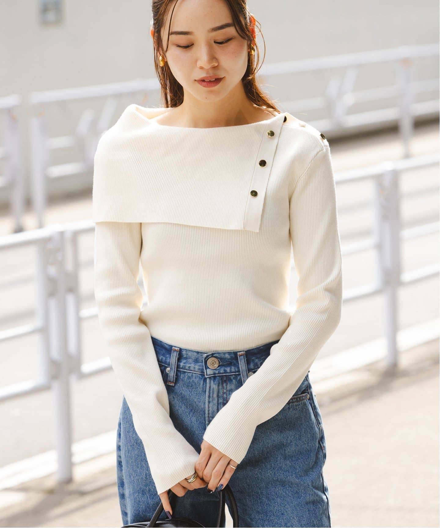 ショルダーボタンタイトリブニット（ニット／セーター）｜NOBLE