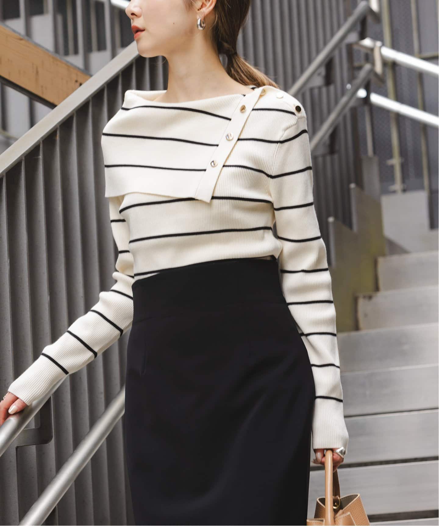 ショルダーボタンタイトリブニット（ニット／セーター）｜NOBLE