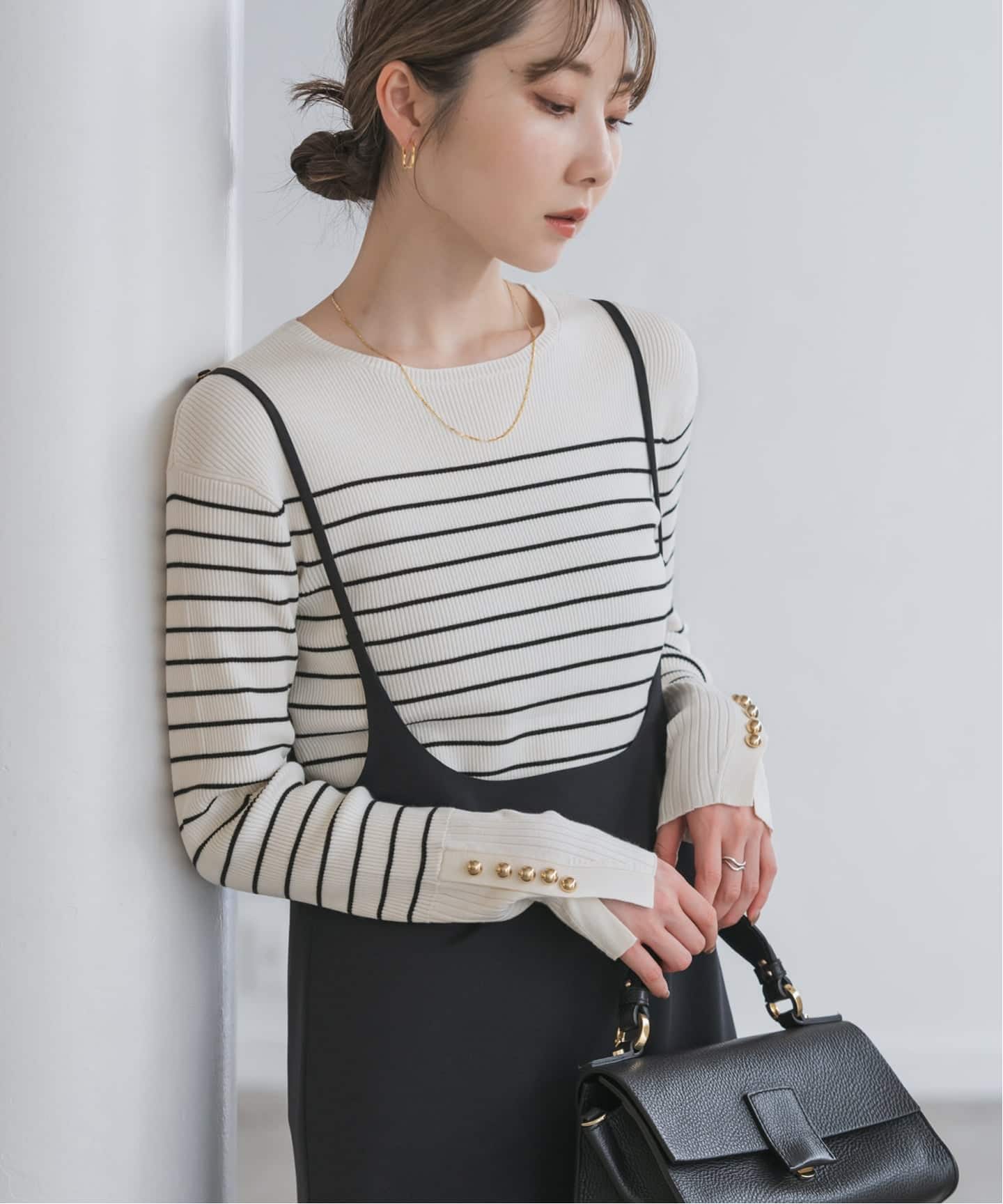 WEB＆日本橋店限定・追加》ボタンディテールタイトリブニット（ニット