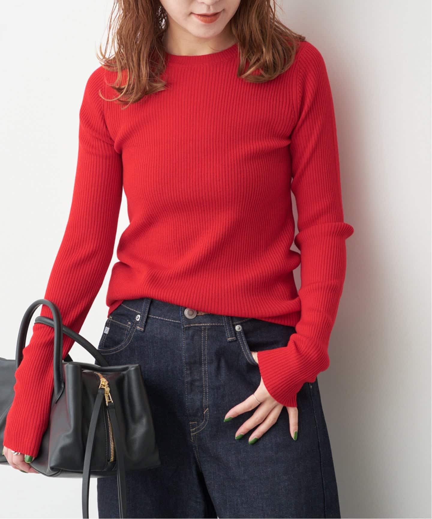 WEB限定 / 追加》ウォッシャブル クルーネックリブニット（ニット