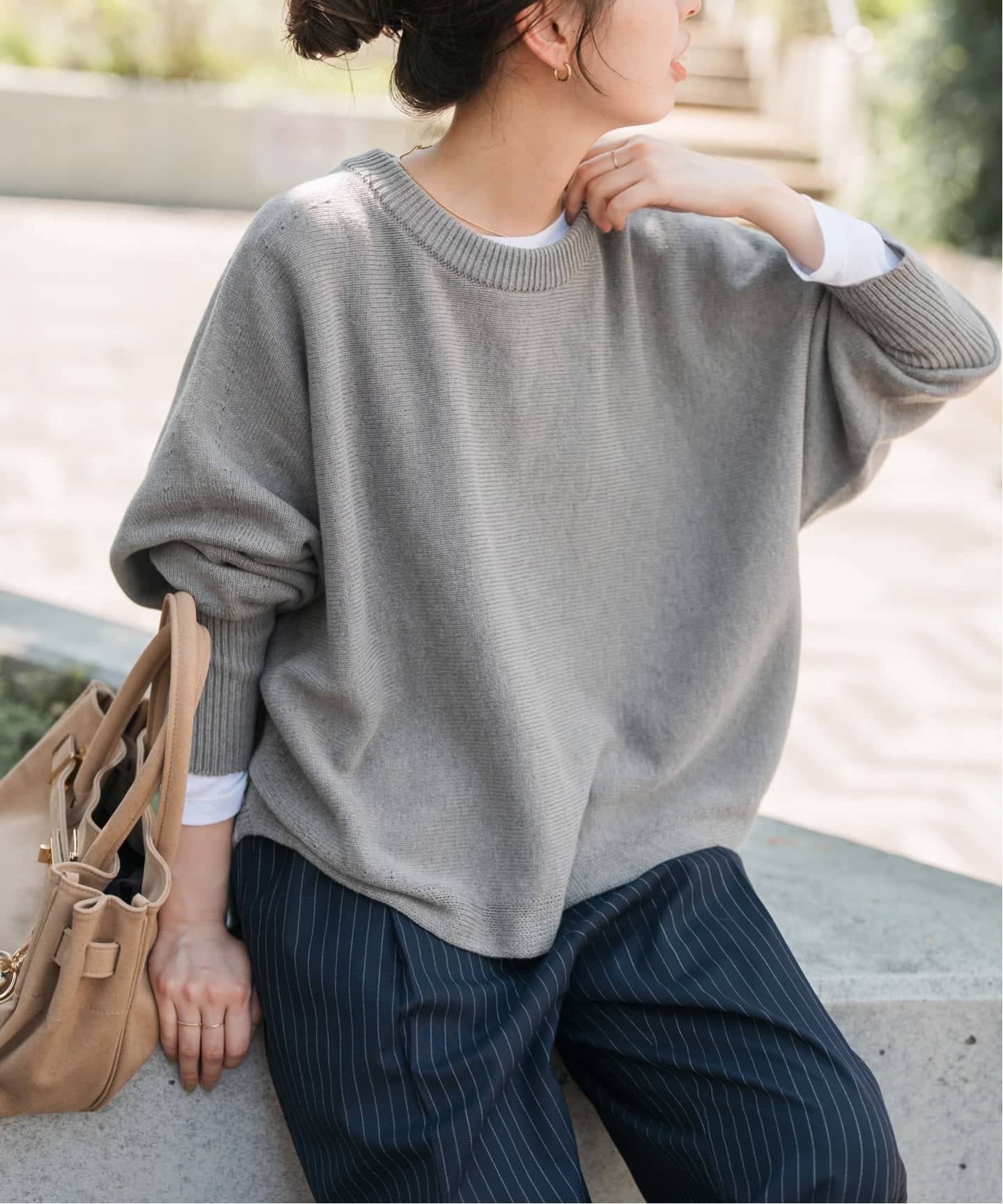 追加2》バルキーヤーンドルマンロングリブニット（ニット／セーター