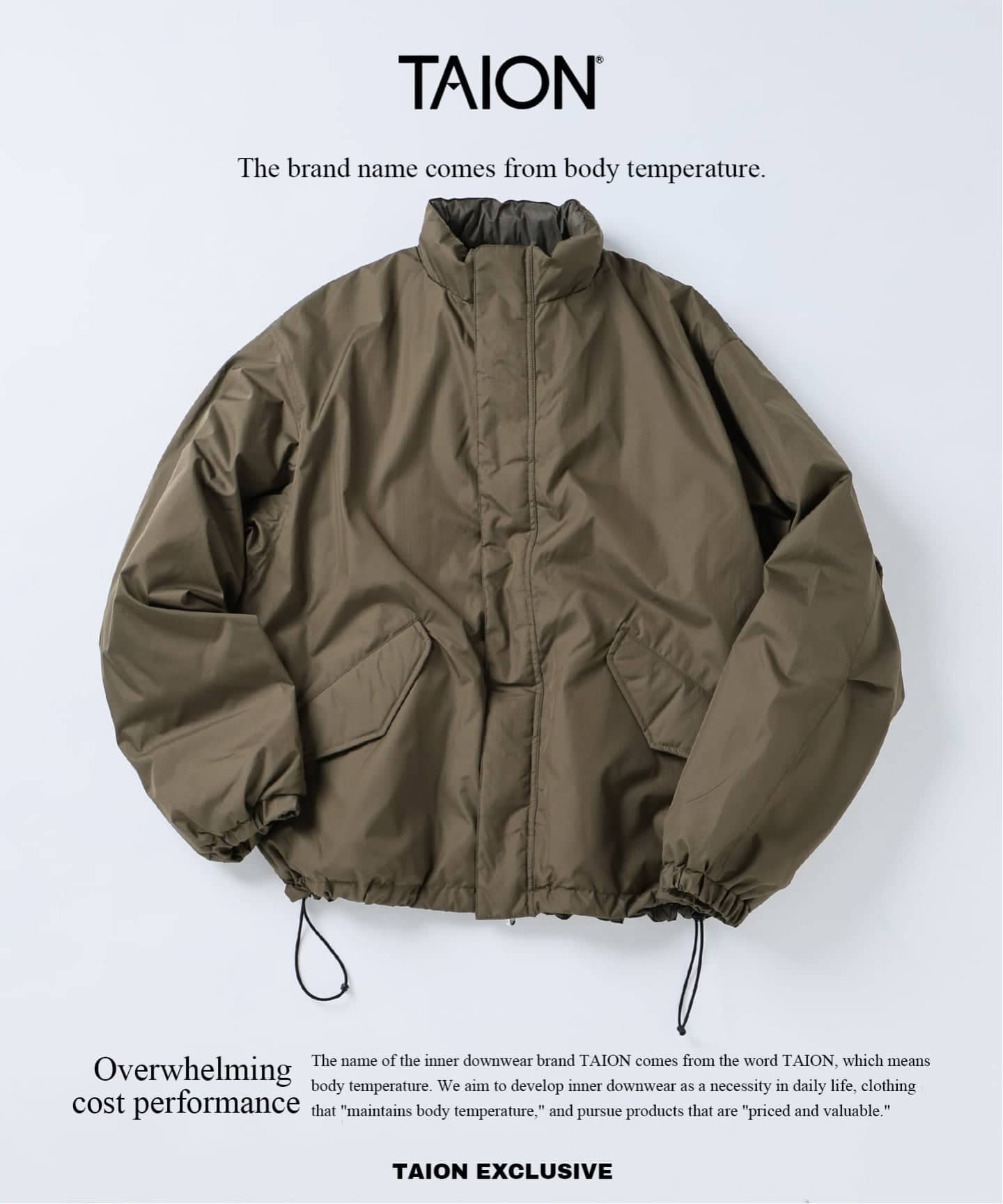 WEB限定》TAION / タイオン 別注 リバーシブル ショートモッズ ダウン