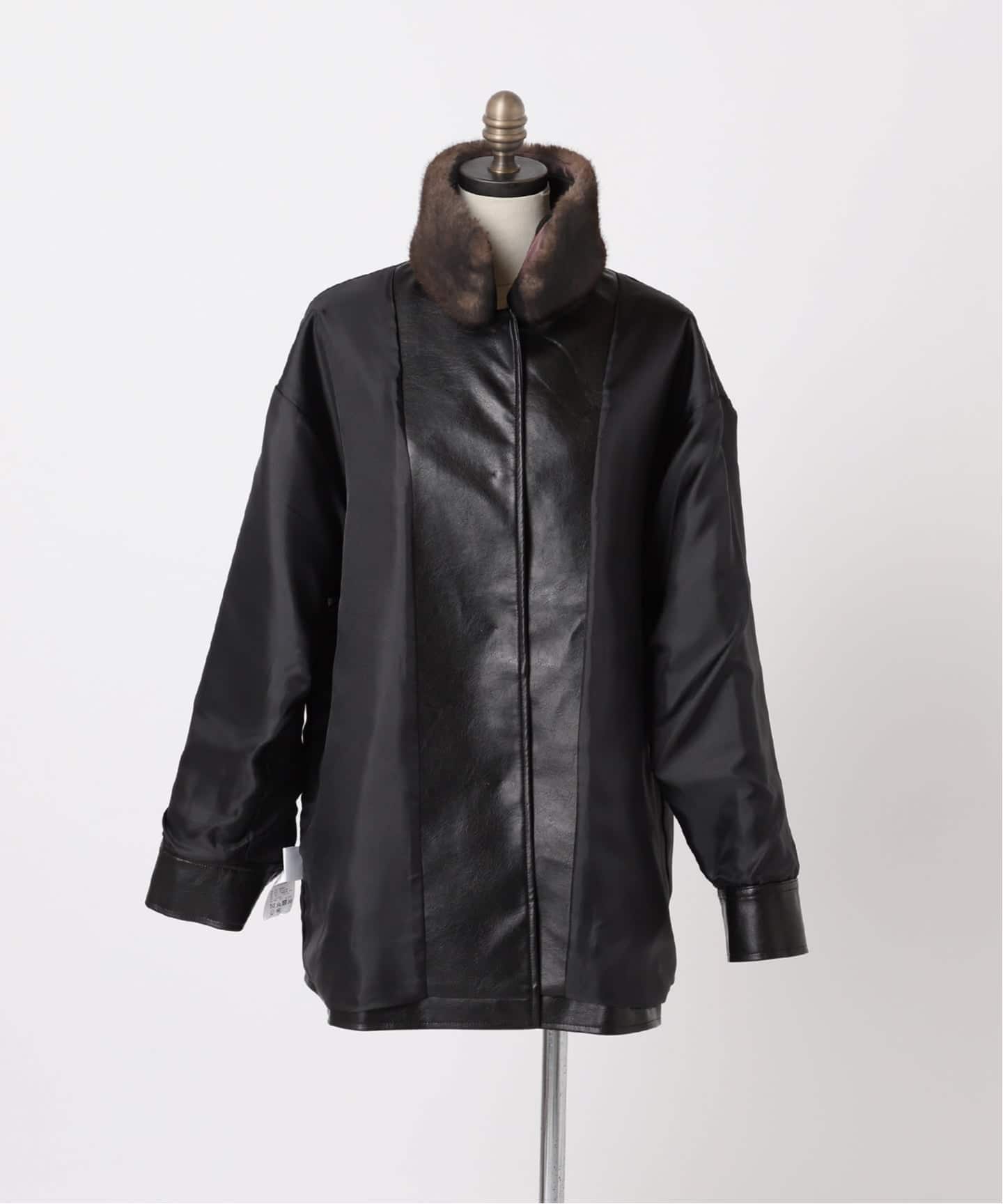 追加2》ウォッシャブルフェイクレザーファー襟付カバーオール（レザー