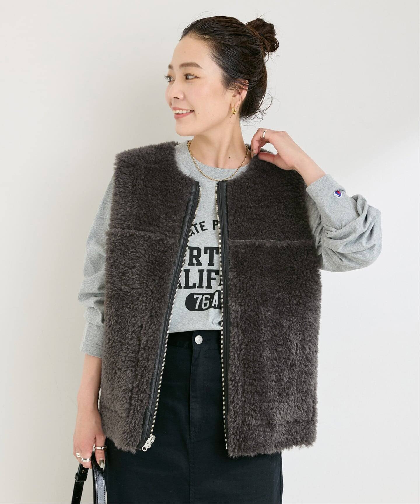 ムートンライクリバーシブルベスト（ベスト）｜B.C STOCK（ベーセー