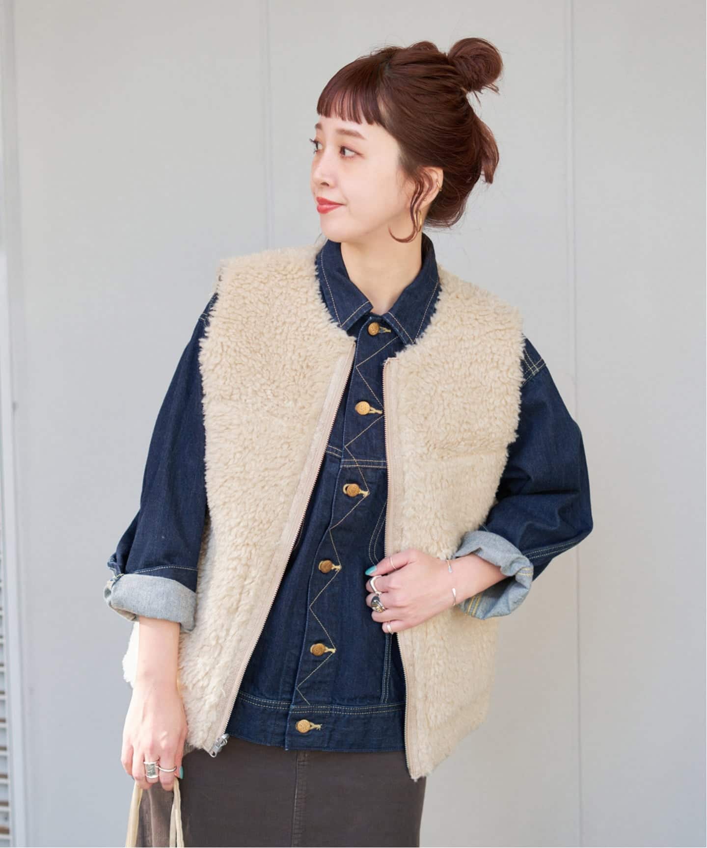 ムートンライクリバーシブルベスト2（ベスト）｜B.C STOCK（ベーセー