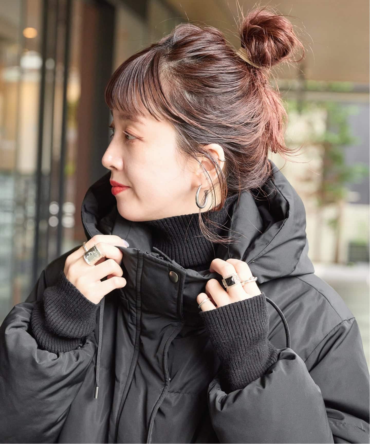 撥水 / 撥油 / フラッフィーフーディミトンダウン（ダウンジャケット