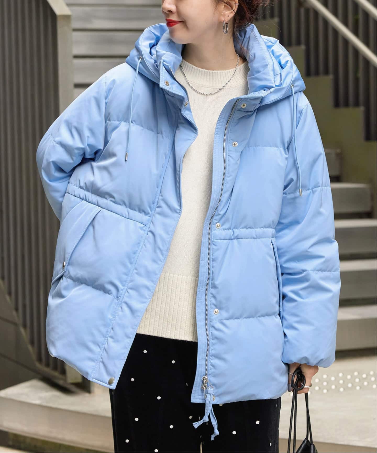 撥水 / 撥油 / フラッフィーフーディミトンダウン（ダウンジャケット