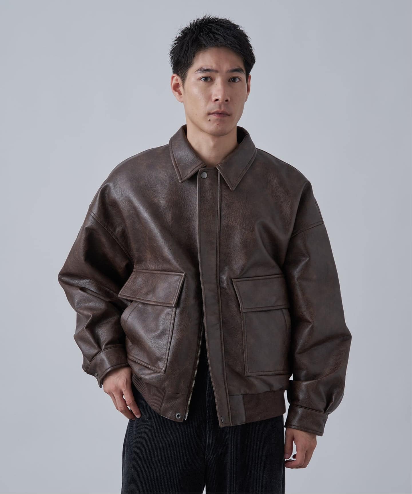 フェイクレザー A-2 ブルゾン（レザージャケット）｜B.C STOCK（ベー