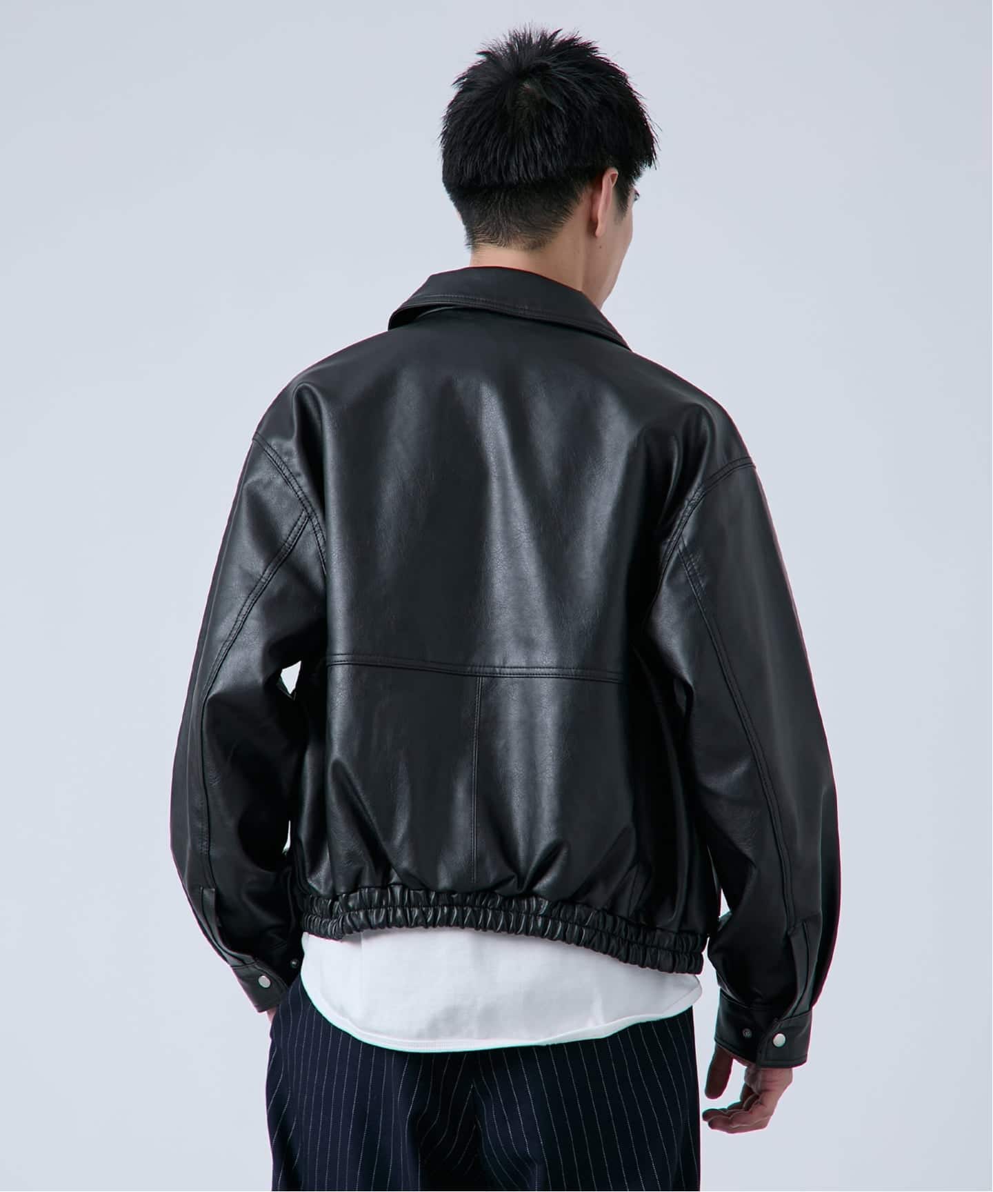 OSKR別注 シンセティックレザーショートブルゾン（レザージャケット