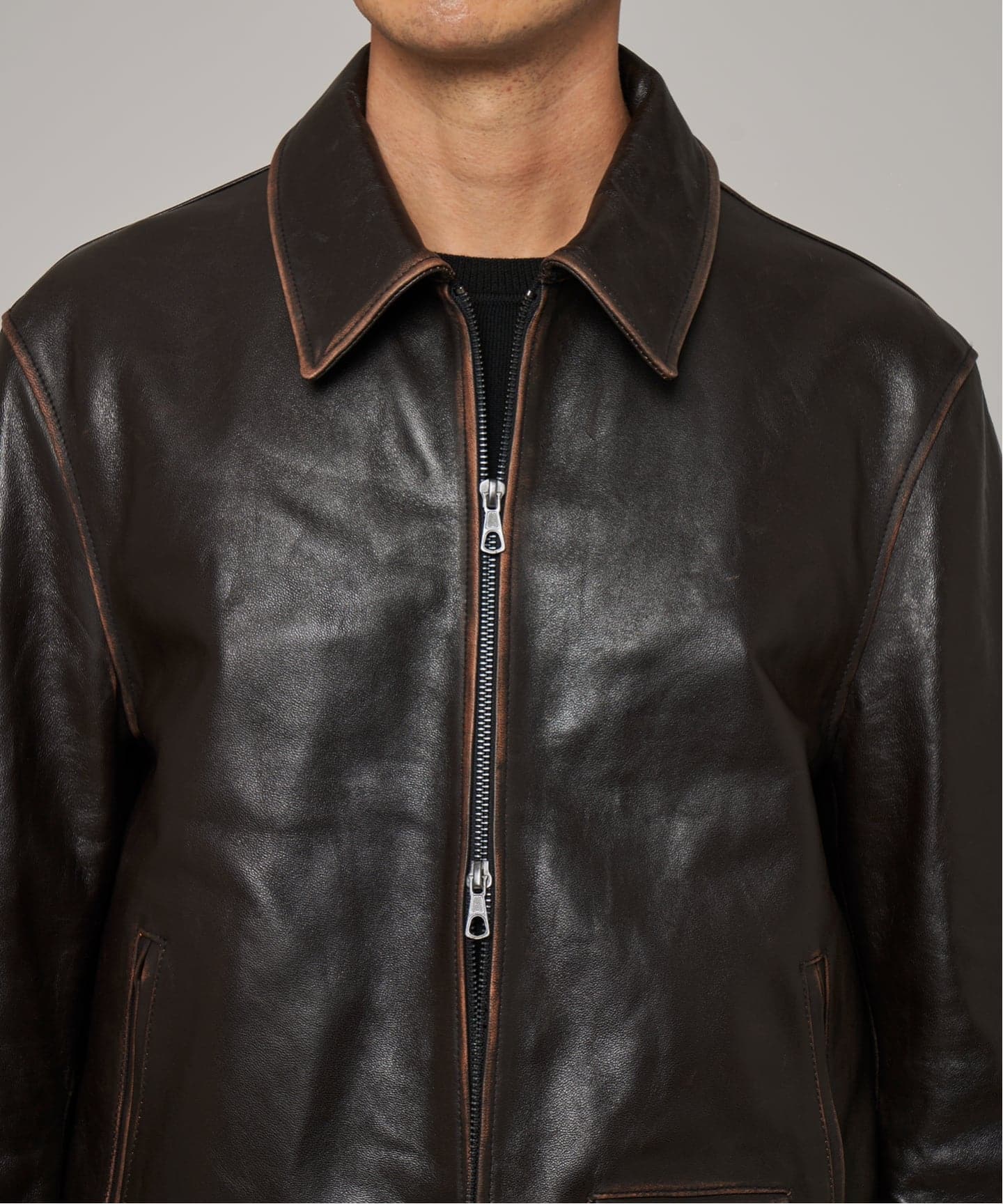 ラムレザー フレンチアンティーク ライダースジャケット（レザー