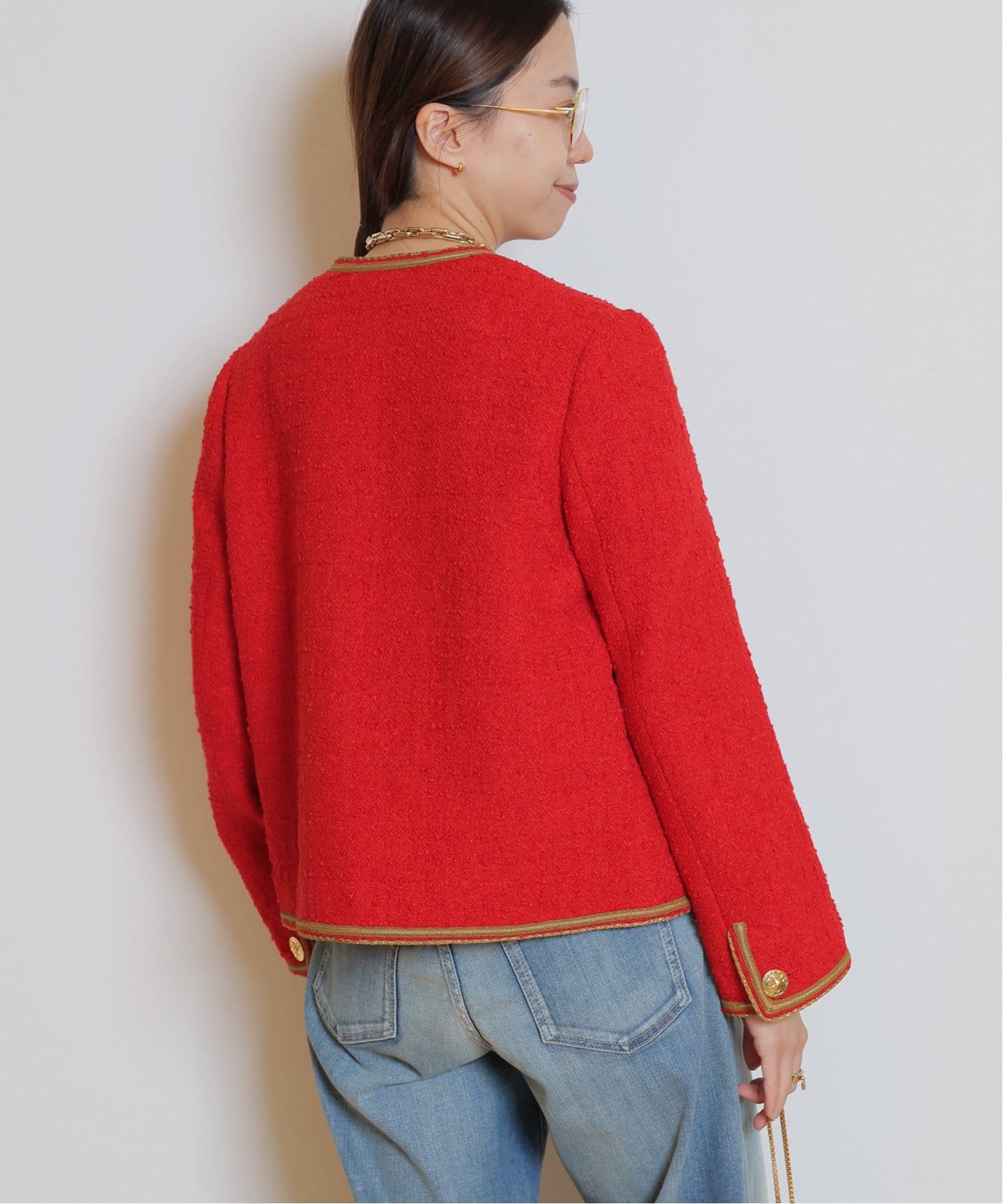 Col Pierrot/コルピエロ】Original Yarn Tweed ジャケット（ノーカラー