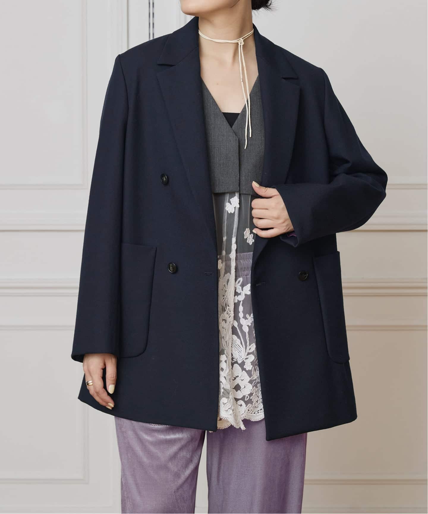 WEB限定】IENA LA BOUCLE 強撚サージテーラードジャケット（テーラード