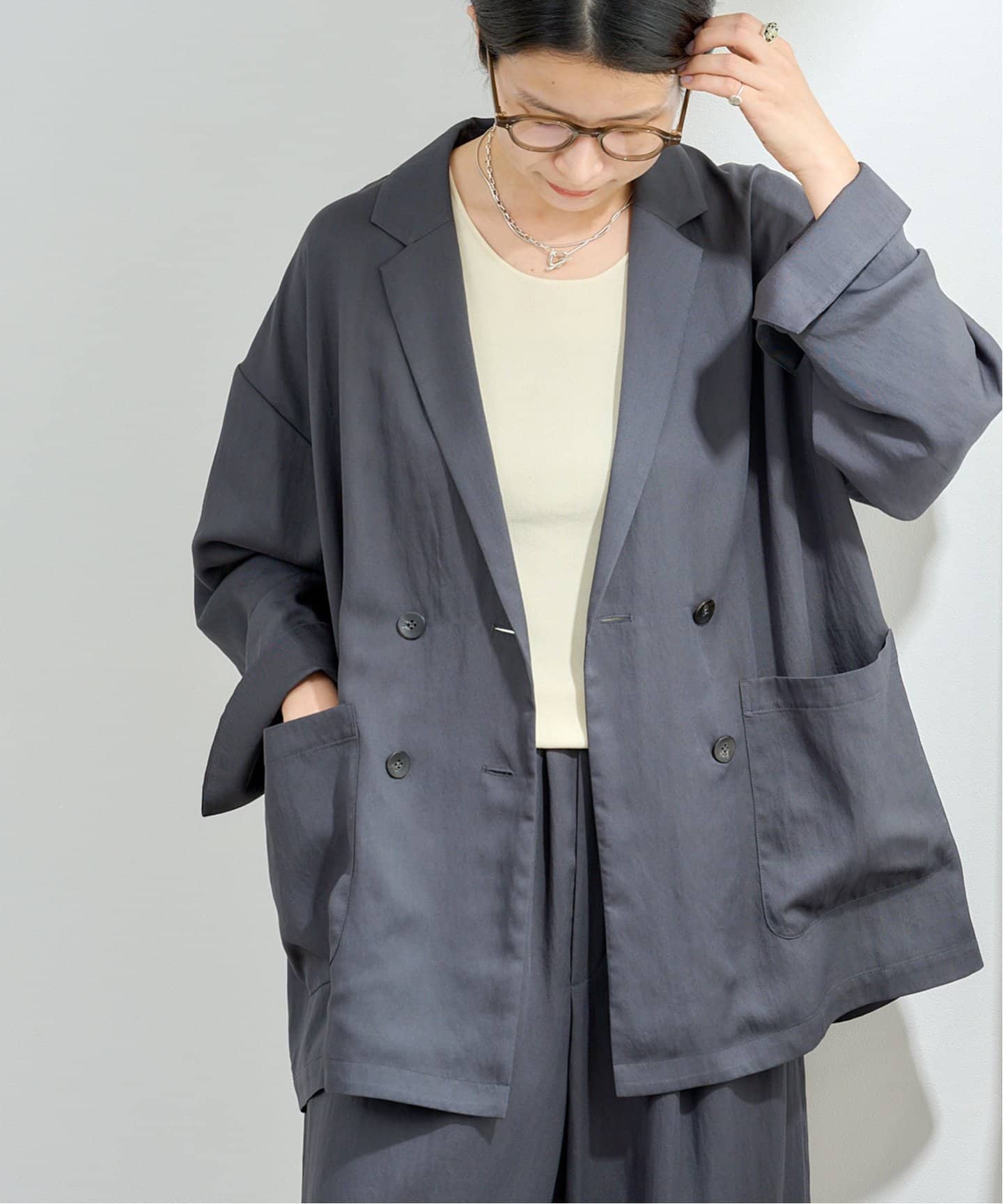 ETRE TOKYO ダブルブレストエアリージャケット（テーラードジャケット
