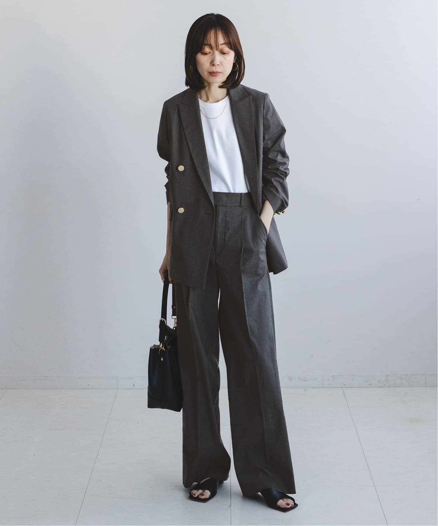 追加》麻ストレッチピークドラペルダブルジャケット（テーラード