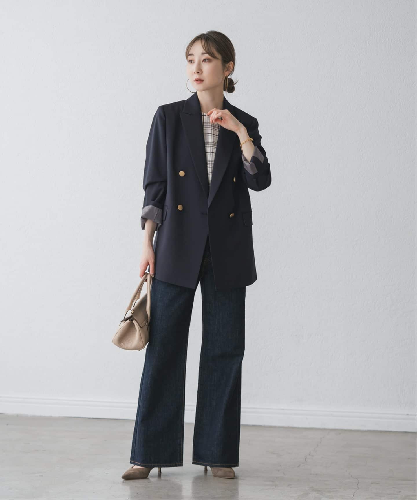 エステルツイルピークドラペルジャケット（テーラードジャケット