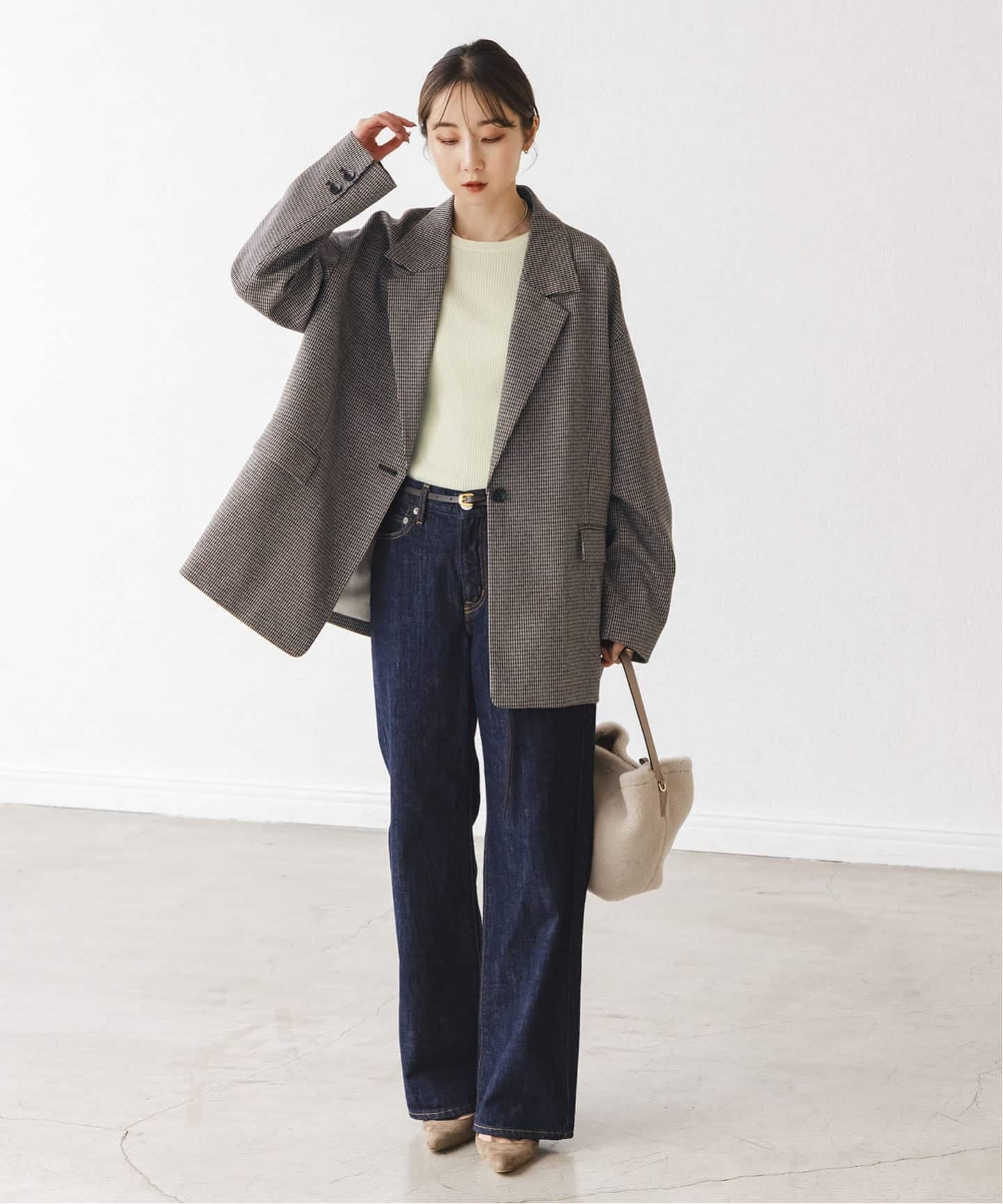 オーバーサイズチェックジャケット（テーラードジャケット）｜NOBLE