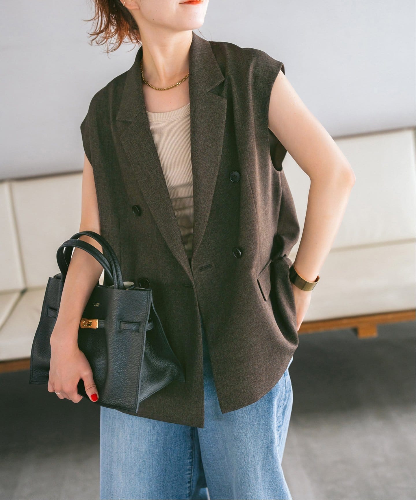 メランジダブルブレストジレ（ジレ）｜Spick and Span（スピック