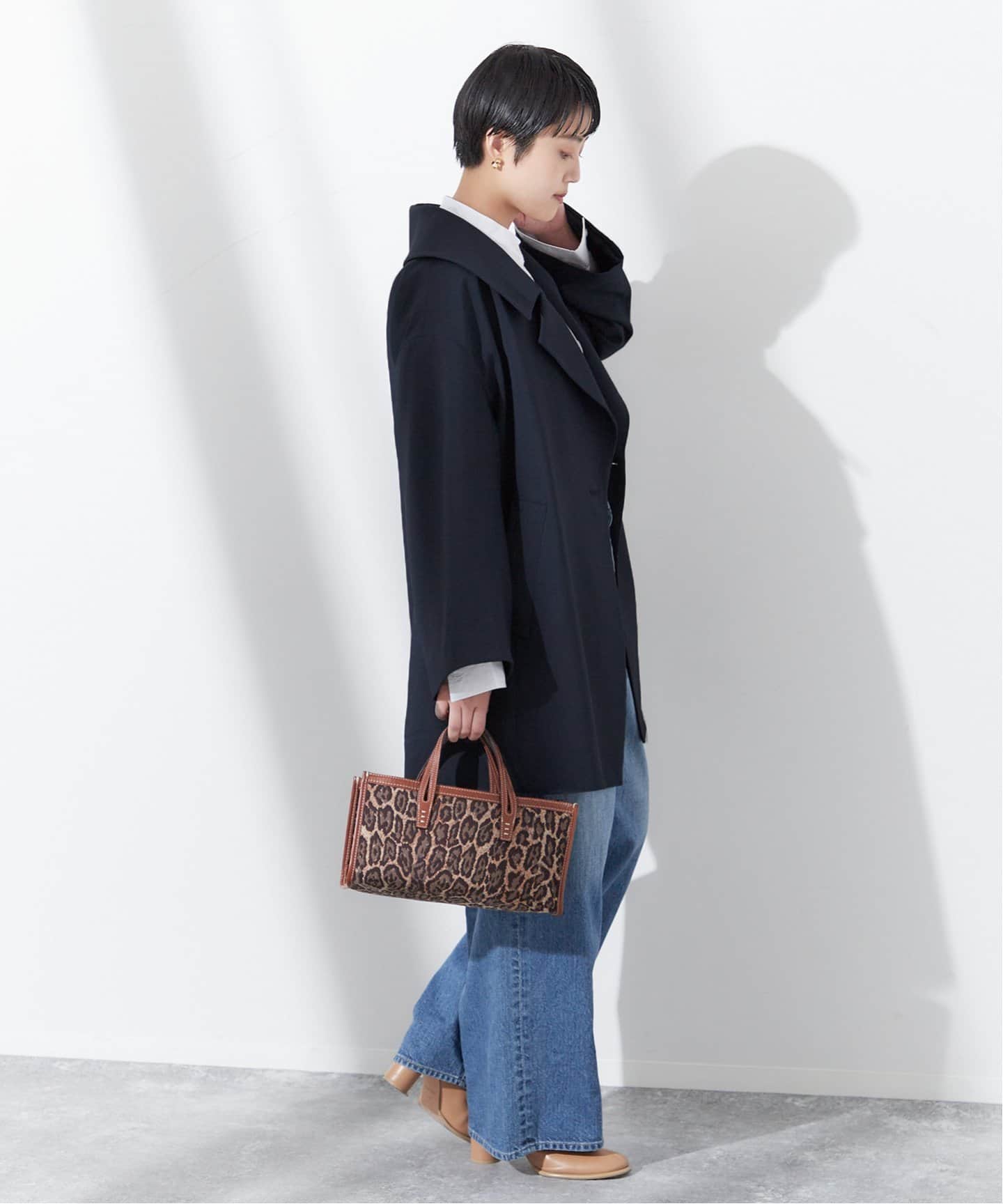 バックサテン ワイドカラーコート（その他ブルゾン／アウター