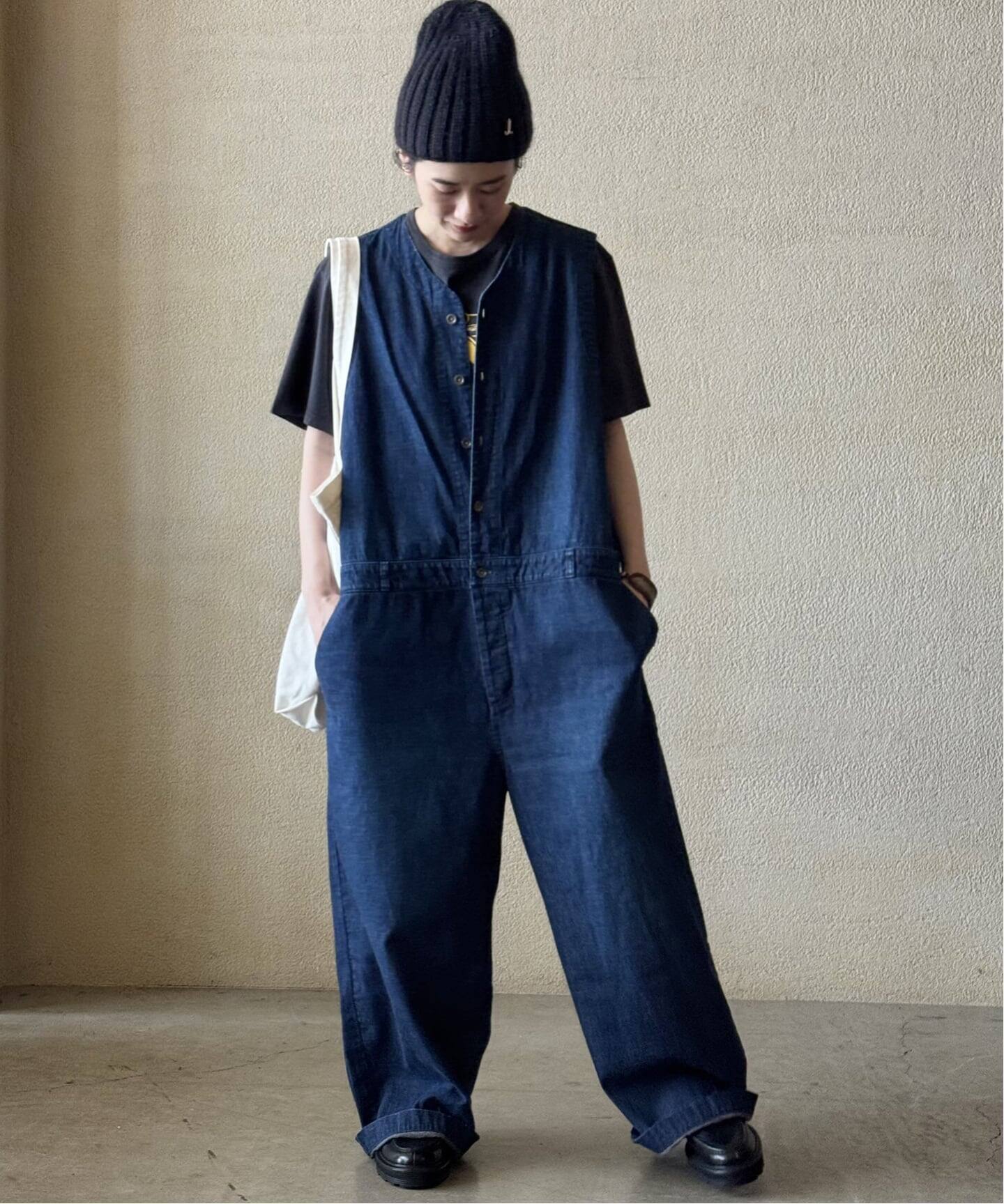 8OZデニム ノースリオールインワン（つなぎ／オールインワン