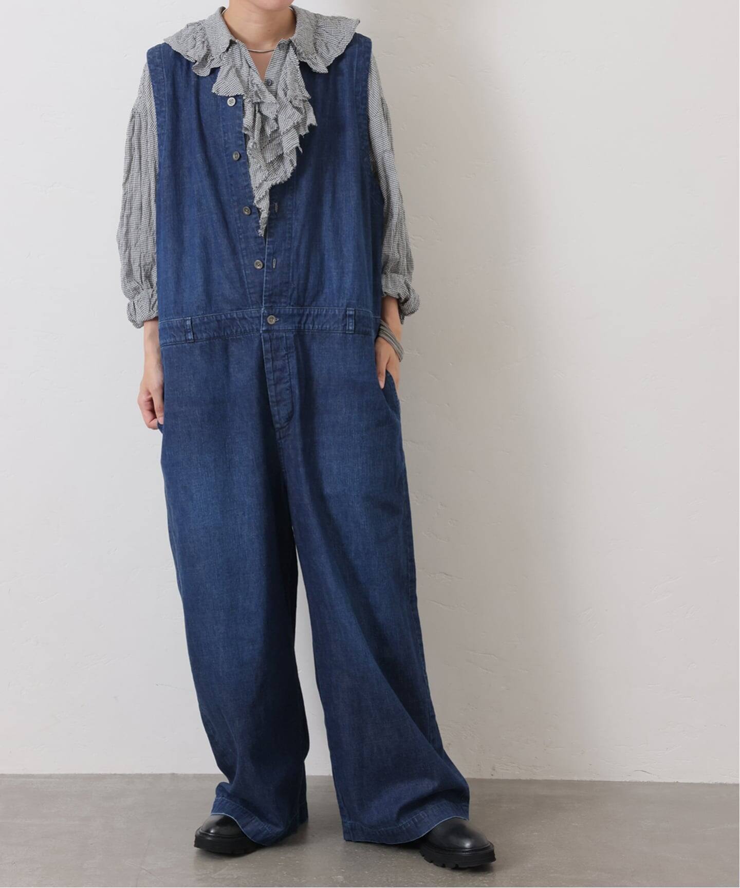 8OZデニム ノースリオールインワン（つなぎ／オールインワン