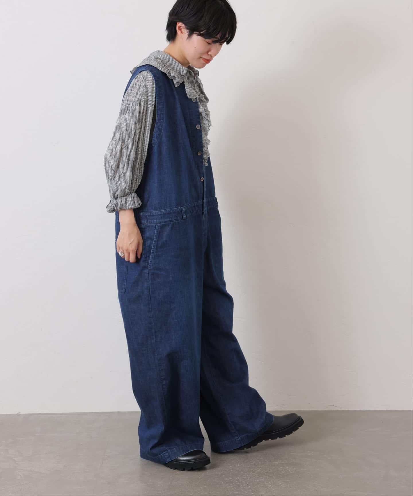 8OZデニム ノースリオールインワン（つなぎ／オールインワン