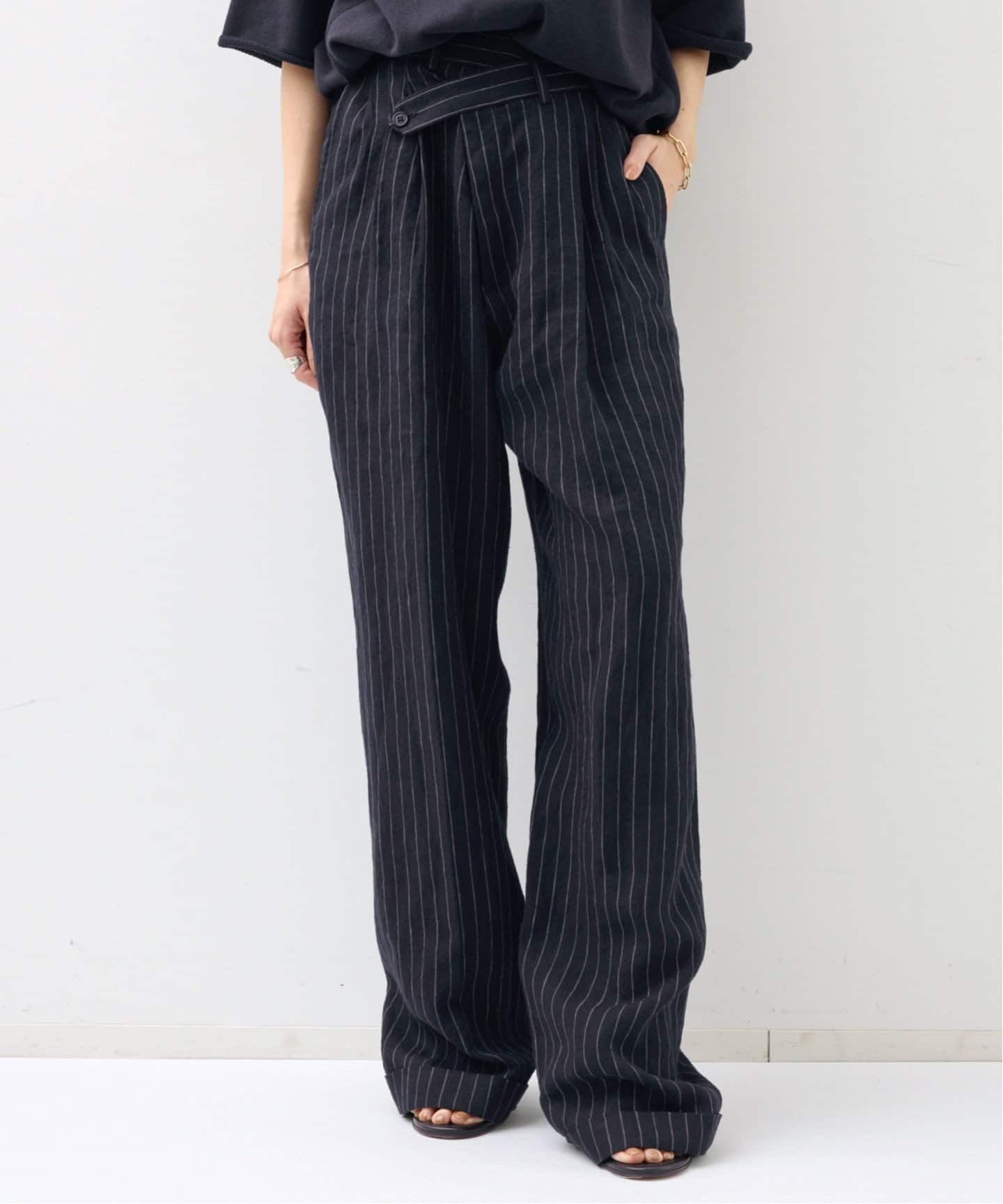 アパルトモン ラップ パンツ 美品 ネイビー 38 ベイクルーズ